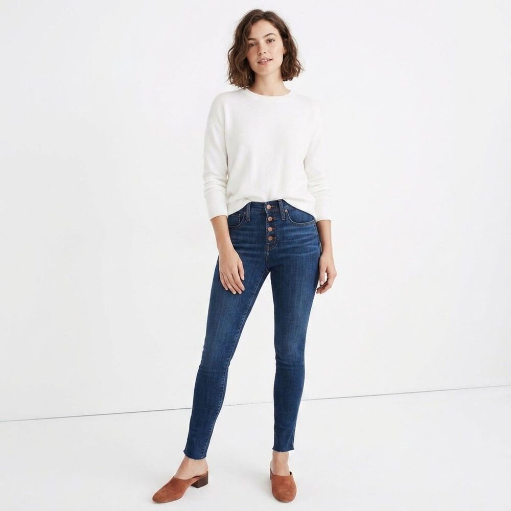Madewell Jeans 9" Mid Rise Skinny Button Fly Raw Hem W36 NEW NWT M2236